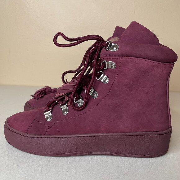 Aerosoles Nubuck Leather Wine Purple Ankle Boots Size 7 - Picture 5 of 16